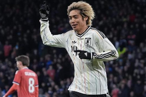 国际足球热身赛 日本男足1-0力挫苏格兰男足